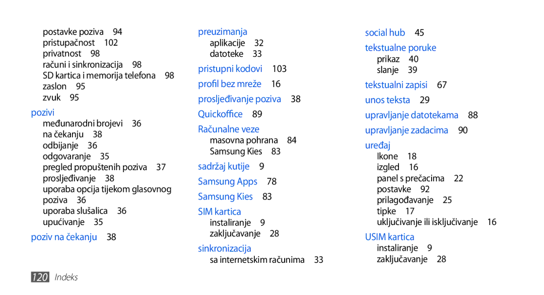 Samsung GT-S5670PWATWO, GT-S5670HKAVIP, GT-S5670HKATWO, GT-S5670HKATEM manual Pozivi, Sa internetskim računima  